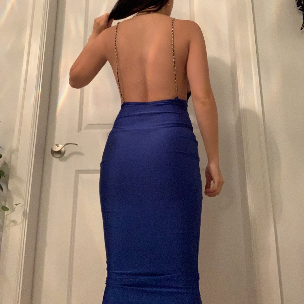 Blue Backless Midi Dress